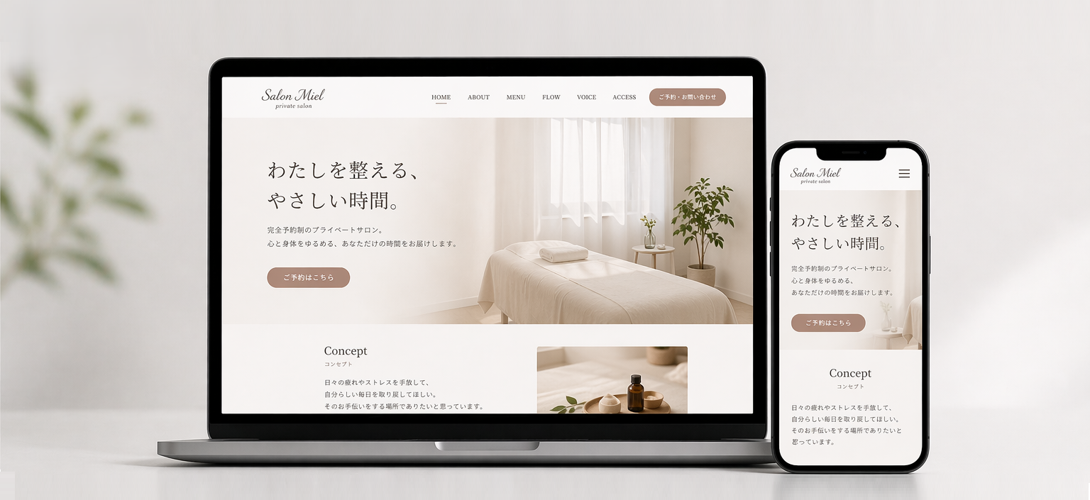 個人サロン向けサイトのデザインイメージ